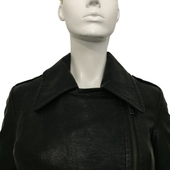 French Connection Size 0 Ladies Black Leather Jacket - Picture 6 of 16